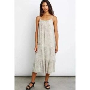 Rails Tiered Midi Dress Women Size M Cream Grey Snakeskin Print Excellent Boho
